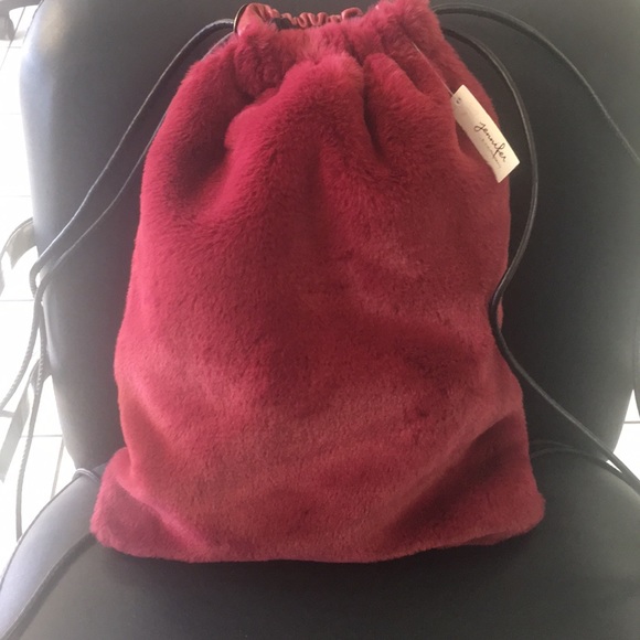 Fuzzy drawstring back pack - Picture 1 of 3